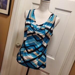 Calvin Klein Colorful Print Knit Sleeveless Top Size Medium